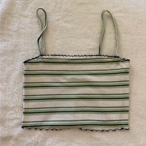 Urban Outfitters Green and White Striped Top